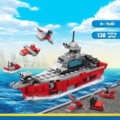 Đồ Chơi Lắp Ráp Siêu Chiến Hạm 6 Trong 1 - Warship - Toys&Joys 8970-1 (138 Mảnh Ghép)