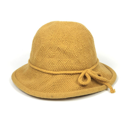 Mũ Bucket Len, Nón Vành Len Cho Nữ Màu Đen, Vàng BK78