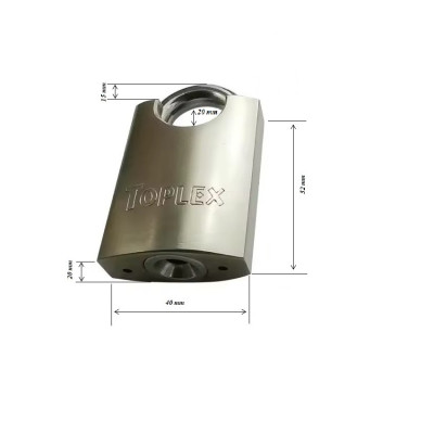Ổ khóa TOPLEX 1202A-40 mm cao cấp, an toàn, chống cắt, chống chìa giả, thân hợp kim thép, lõi hợp kim đồng.