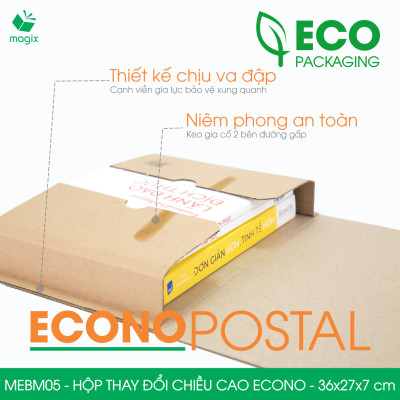 MEBM05 - 36x27x7 cm - 100 hộp carton thay đổi chiều cao siêu tiết kiệm - Hộp đóng sách, hộp gói hàng