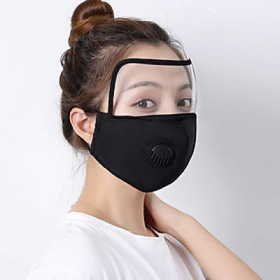 KHẨU TRANG VẢI THAN HOẠT TÍNH 5 LỚP KÈM KÍNH CHỐNG BỌT BẮN CHE BỤI CÓ VAN THỞ CHUYÊN DỤNG DÀNH CHO NHÂN VIÊN Y TẾ. MĂT KÍNH THÁO RỜI TIỆN ÍCH KT TÁI SỬ DỤNG NHIỀU LẦN