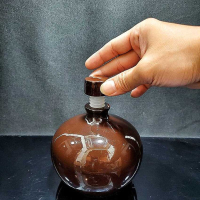 Nậm Rượu 500ML gốm sứ cao cấp mẫu bầu tròn màu nâu bóng - Nậm Đựng Rượu chất lượng đảm bảo (L2)