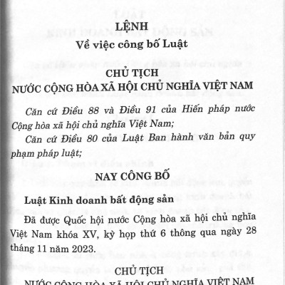 Luật Kinh Doanh Bất Động Sản (Sửa đổi, bổ sung năm 2024)