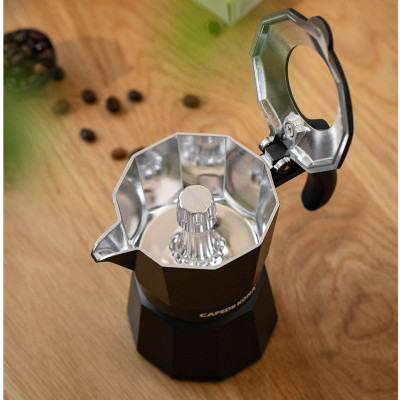 Bình moka nhôm 2 cup 90ml màu đen CAFE DE KONA