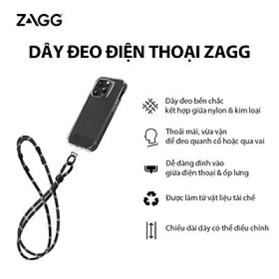 Dây đeo điện thoại Zagg - dây đeo điều chỉnh ngắn dài - Hàng chính hãng
