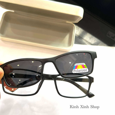 Kính Râm Cận, Kính Mắt Thời Trang Mắt Vuông Form Nhỏ Gọng Nhựa Đen Ultem Cho Nam Nữ