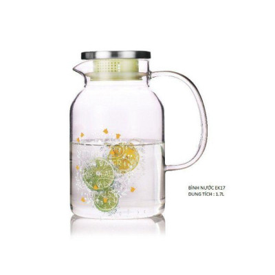 , Bình đựng nước 1.7Lít, Bình nước thủy tinh chịu nhiệt LILAC