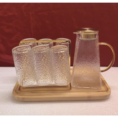 COMBO BỘ BÌNH CỐC THỦY TINH CHỊU NHIỆT CAO CẤP LÊN ĐẾN 400 ĐỘ C KÈM KHAY VÀ GIÁ ÚP CỐC ( BÌNH ĐÁY VUÔNG)