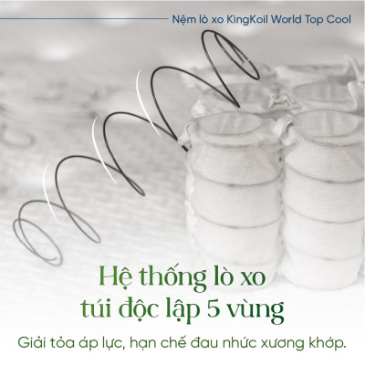 Nệm lò xo King Koil World Top Cool_Sử dụng công nghệ Thêu Tên hoặc Thông Điệp_Độ dày 32cm