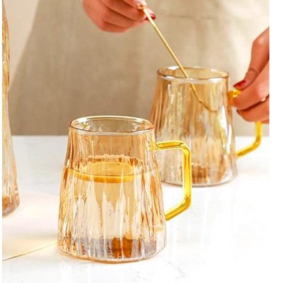 BỘ BÌNH ĐỰNG NƯỚC UỐNG THỦY TINH KÈM 6 CỐC VÂN SẦN VÀNG CHỊU NHIỆT LÊN TỚI 400 ĐỘ C