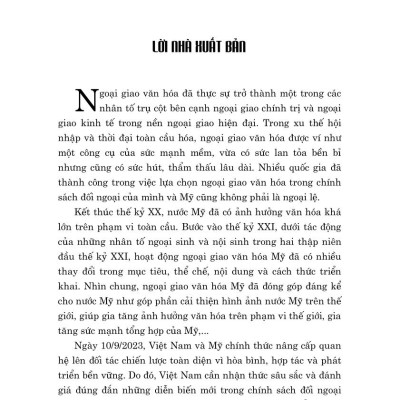 Ngoại giao văn hóa Mỹ trong hai thập niên đầu thế kỷ XXI - bản in 2024