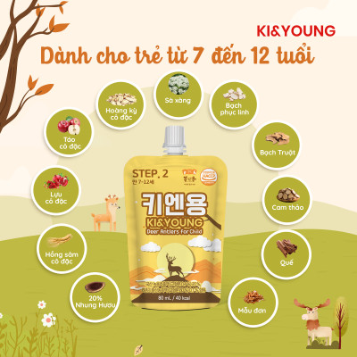 Combo Gạc hươu non/Nước nhung hươu cho bé từ 1 tuổi Ki&Young - ALADDINVINA