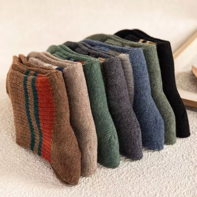 Set 5 đôi tất vớ nam cổ trung sọc ngang nhiều màu sắc, chất liệu cotton khử mùi thoáng khí