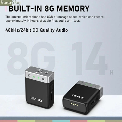 Ulanzi AM18 - Micro Cài Áo Không Dây Kênh Đôi Cho Máy Ảnh, Điện Thoại, Bộ Nhớ Trong 8GB, Thời Lượng Pin 20 Giờ - Hàng chính hãng