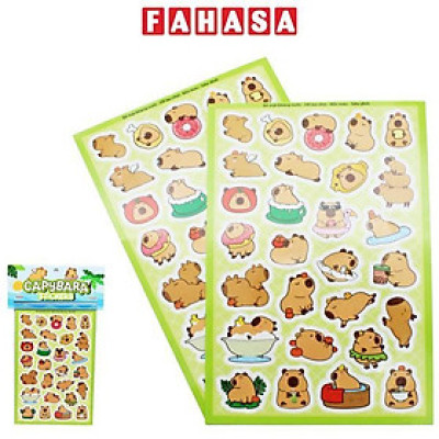 Bộ 2 Tờ Sticker Capybara Vui Nhộn - Liên Hiệp Thành USCPBR28X2