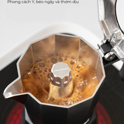 Bình moka nhôm 2 cup 90ml màu đen CAFE DE KONA