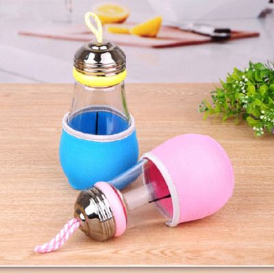 Bình Nước Thủy Tinh Hình Bóng Đèn 450ml Bền Đẹp 