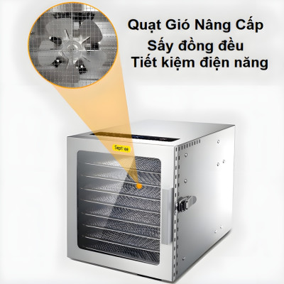 Máy sấy thực phẩm chuyên nghiệp dung tích 16.2 lít, 8 khay. Thương hiệu Mỹ cao cấp Septree DBC-08A01. Hàng chính hãng
