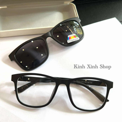 Kính Râm Cận, Gọng Kính Cận, Kính Mắt Thời Trang Clip On 2in1 Dáng Vuông Form To Gọng Nhựa Ultem
