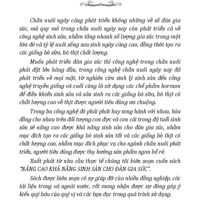 Nông Nghiệp Xanh, Sạch - Nâng Cao Khả Năng Sinh Sản Cho Đàn Gia Súc (Tái bản)