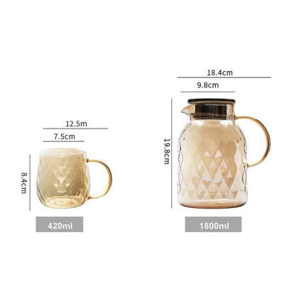 BÌNH ĐỰNG NƯỚC THỦY TINH CAO CẤP CHỊU NHIỆT LÊN TỚI 400 ĐỘ C MÀU VÀNG GOLD