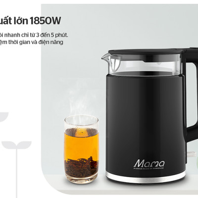 Ấm Siêu Tốc Thủy Tinh Sunhouse SHD1330 (1.7 Lít) - Hàng Chính Hãng