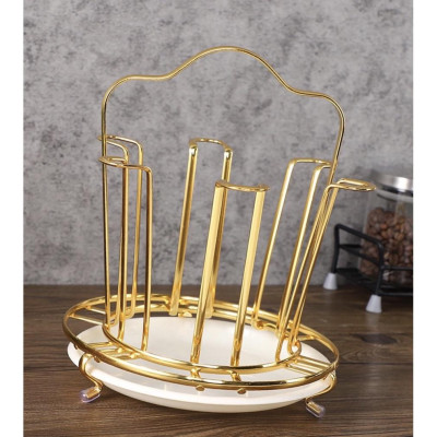 Set bình đựng nước uống thủy tinh kèm 6 cốc khay và giá úp cốc ( Giao khay kim loại xanh )