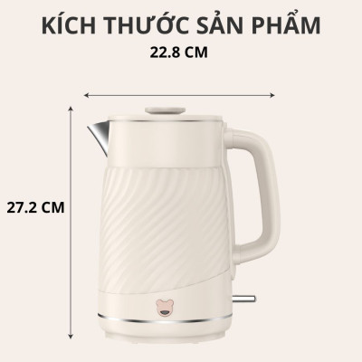 Ấm thuỷ giữ nhiệt 1.7 Lít Mishio MK385 inox 304 - hàng chính hãng