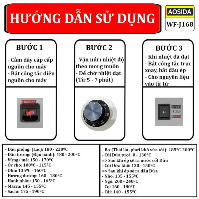 Máy ép dầu thực vật Nóng và Lạnh dùng trong gia đình hoặc nhà hàng thương hiệu Anh Quốc AOSIDA WF-J168 - Hàng Nhập Khẩu