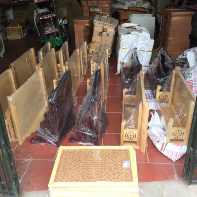 Bộ bàn thờ chung cư bằng gỗ sồi + ám khói +chữ thọ hay hoa văn bất kỳ