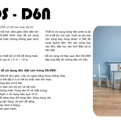 Đèn diệt côn trùng, đèn diệt muỗi gia đình Đại Sinh DS-D6N