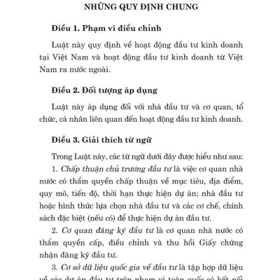 Luật đầu tư năm 2020 (sửa đổi, bổ sung năm 2020, 2023, 2024) bản in 2024