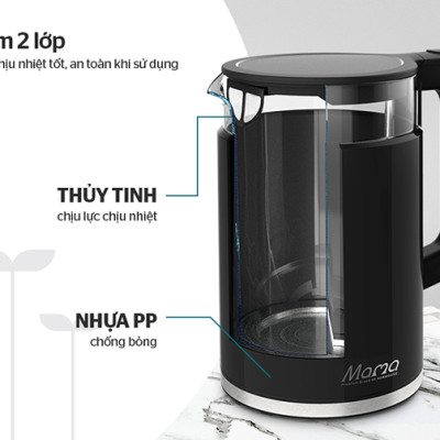 Ấm Siêu Tốc Thủy Tinh Sunhouse SHD1330 (1.7 Lít) - Hàng Chính Hãng