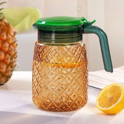 Bộ Bình 4 Cốc Ly Thủy Tinh Hình Quả Dứa Màu Hổ Phách, Bình Chịu Nhiệt Tốt, Trang Trí - HÀNG CHÍNH HÃNG MINIIN