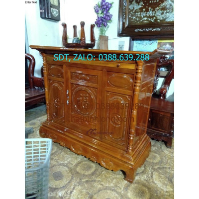 tủ thờ gỗ gụ trạm chữ phúc màu cánh gián