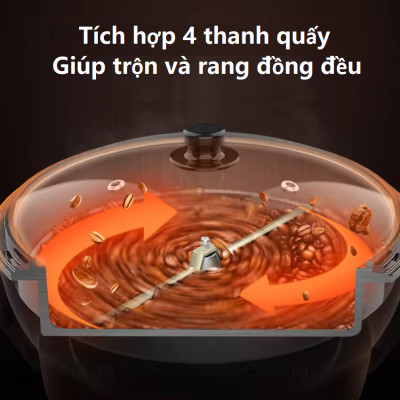 Máy rang hạt cà phê và các loại hạt tự động tích hợp điều chỉnh thời gian thương hiệu Mỹ Cafemasy SCR-300B - Hàng Chính Hãng