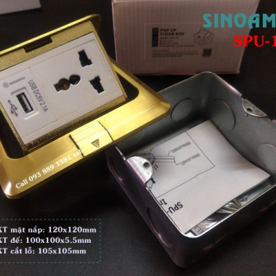 Sinoamigo SPU-1B, ổ điện âm nền chất liệu đồng đúc nguyên tấm, chống oxy hóa, Module lắp theo yêu cầu - Hàng chính hãng