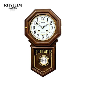 Đồng hồ treo tường Nhật Bản Rhythm CMJ586NR06 dùng pin, kích thước 24.0 x 54.0 x 11.7cm, vỏ gỗ, điểm giờ bằng gong.