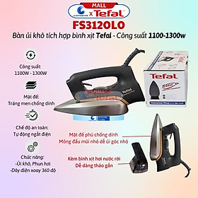 Bàn Ủi Khô Tích Hợp Bình Xịt Nước Tefal FS3120L0 - Công Suất 1300W -  Hàng Chính Hãng