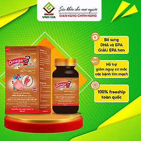 Viên Uống Hỗ Trợ Tim Mạch Omega 3 VINH GIA 2 Giàu EPA, DHA Tăng Cường Sức Khoẻ, An Toàn, Hiệu Quả Hộp 60 Viên 01O002