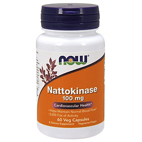 Viên Uống NOW FOODS Nattokinase 100mg Hỗ Trợ Sau Tai Biến, Chống Đột Quỵ Lọ 60 Viên