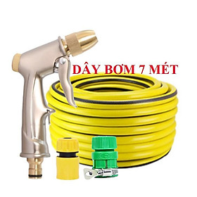 ️ Bộ dây vòi xịt nước rửa xe, tưới cây , tăng áp 3 lần, loại 7m, 10m 206701-1 đầu đồng,cút