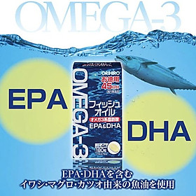 Viên Uống Dầu Cá Omega 3 Orihiro Bổ Trợ Tim Mạch Bổ Mắt 180 viên
