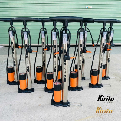 Bơm xe đạp, xe máy thân inox thương hiệu Kirito nhật bản có đầu bơm bóng, bơm đệm - Bơm inox Kirito