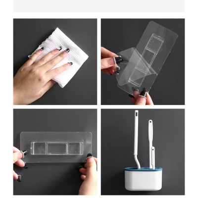 Bộ 3 Bàn Chải Vệ Sinh Toilet Cán Dài 360 Độ Silicon Có Khay Đựng Treo Tường Dùng Vệ Sinh Nhà Tắm Tiện Dụng Giao Màu Ngẫu Nhiên