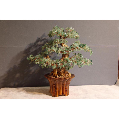 Cây Tài Lộc phong thủy đá thạch anh dâu tây xanh - Cao 45 cm