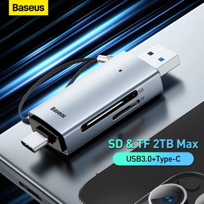 Đầu Đọc Thẻ Nhớ Đa Năng Tốc Độ Cao Baseus Lite Series USB-A & Type-C to SD/TF Card Reader Cho Smartphone/ Tablet/ Macbook/Laptop - Hàng Chính Hãng
