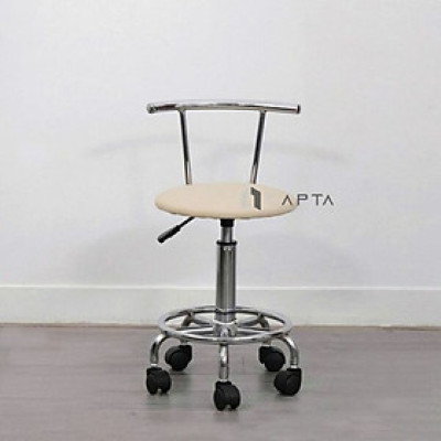 Ghế kỹ thuật viên có nệm CB2307-2P Nội thất Capta Ghế bar ghế tư vấn lưng tựa sắt mạ chrome bóng chân thép mạ có bánh xe 