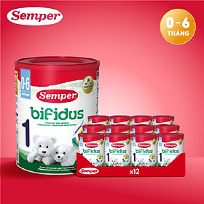 Thùng 12 hộp Sữa bột công thức Semper Bifidus số 1 400g/hộp