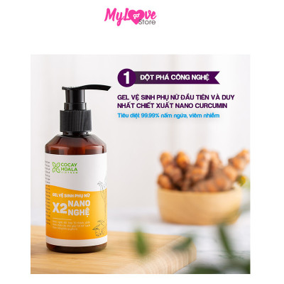 Dung Dịch Vệ Sinh Phụ Nữ X2 Nano Nghệ Cocayhoala Giảm Mùi Hôi, Ngứa, Khí Hư - Se khít Vùng Kín, Chai 150 ml 